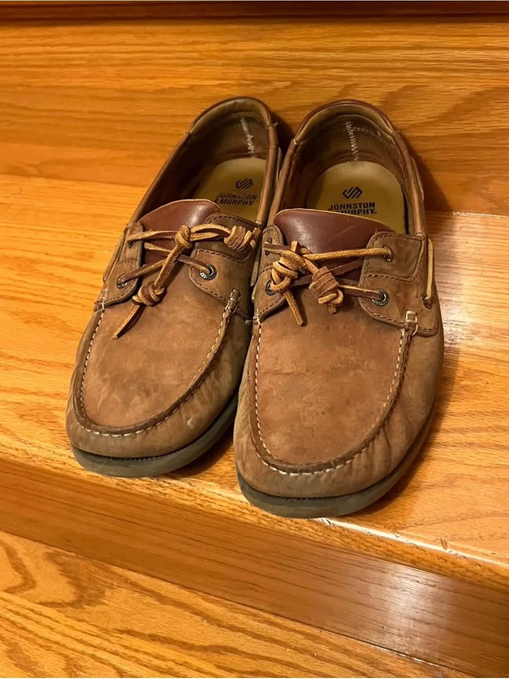 Johnston & Murphy Men’s Tan Leather Boat Shoes - Size 12